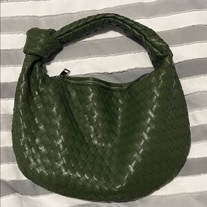 Elegant Hunter Green Woven Hobo Bag
